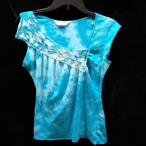 Blue Tie Dye 1 1/2 Sleeve Blouse